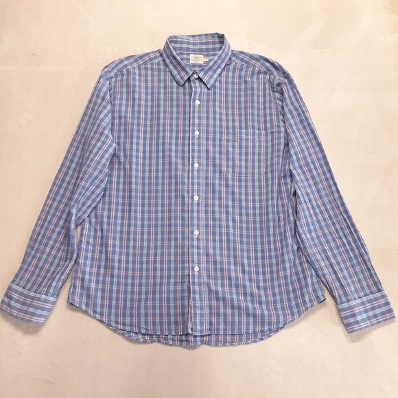 Faherty Other - Faherty Mens LS Lightweight Cotton Button Up Shirt XL Blue/Pink Madras Plaid